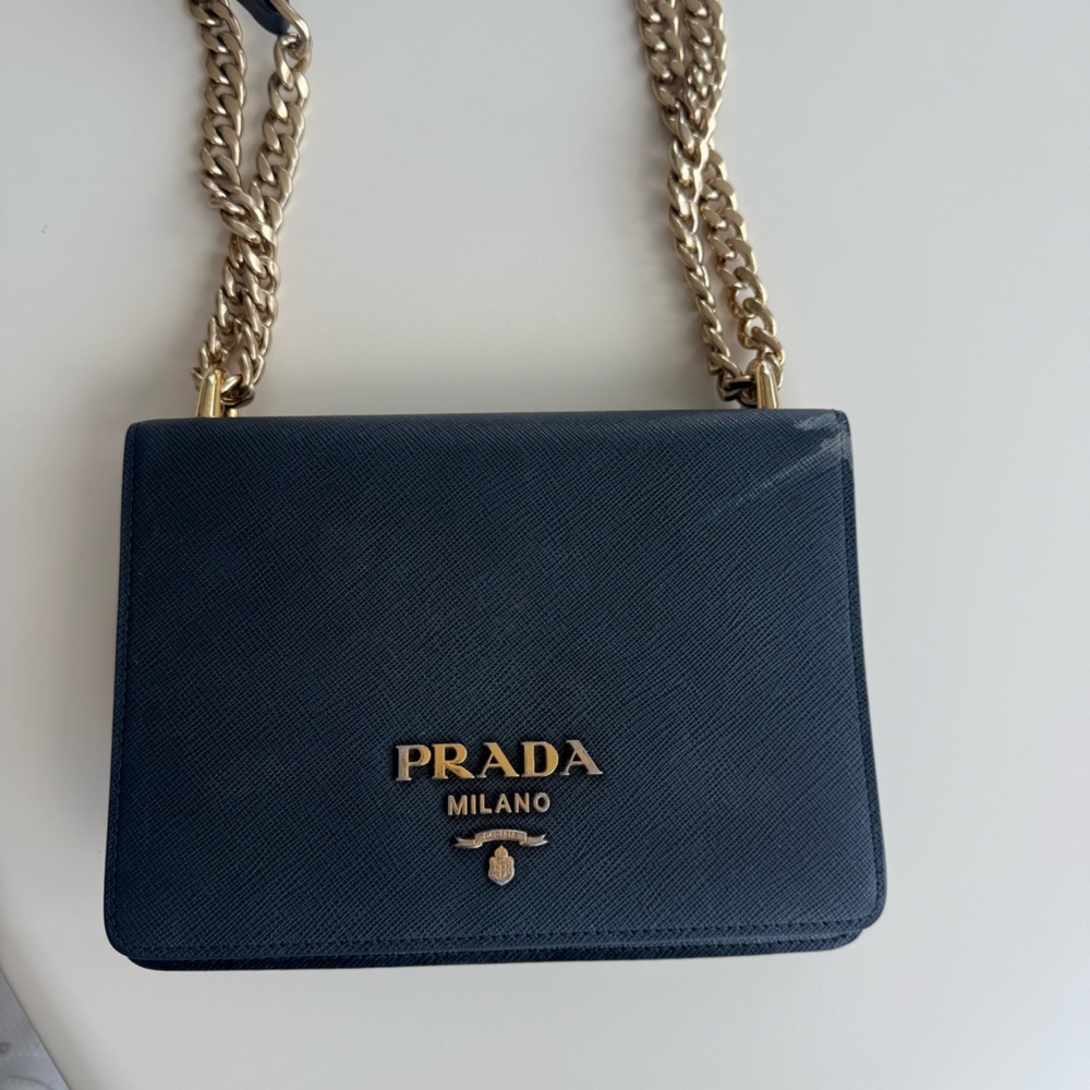 Prada black purse with chain
